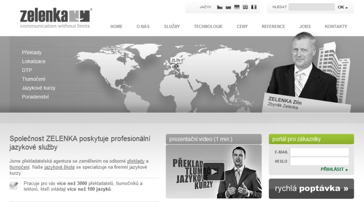 Náhled www.zelenka.cz (kde hledat portál pro zákazníky)